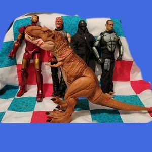 Jurassic Park T-Rex and Iron Man Character Figures bundle